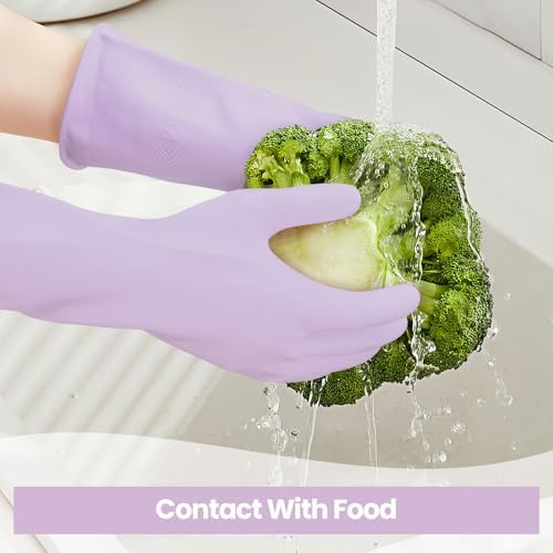 2 Pair Reusable Rubber Cleaning Gloves for Kitchen Bathroom and Household