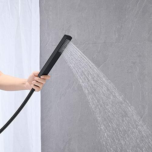 Freestanding Bathtub Faucet Black Brass Floor Mount 12 hose compatibility