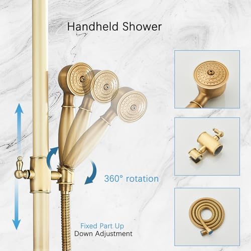 MOSSON Antique Brass Shower System Durable Stylish Outdoor Bathroom Fixtures