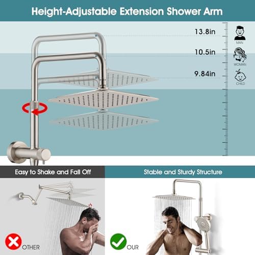 10 Inch High Pressure Rainfall Shower Head with Handheld Combo - Brushed Nickel