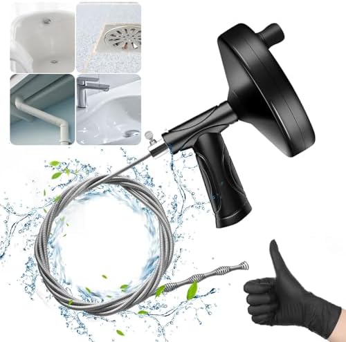 33 Ft Drain Snake Auger Heavy Duty Clog Remover with Gloves