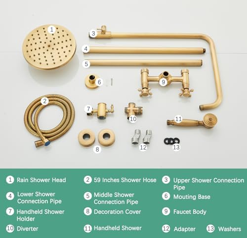 MOSSON Antique Brass Shower System Durable Stylish Outdoor Bathroom Fixtures