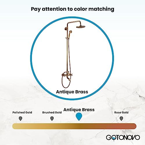 Gotonovo Antique Brass Wall Mounted Shower System