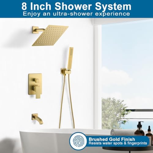 Luxury Brushed Gold Bathroom Shower System