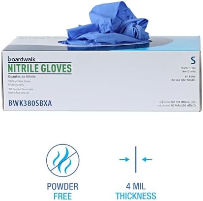 Boardwalk 380SBXA 4 Mil Disposable Nitrile Gloves Small Blue 100 Box