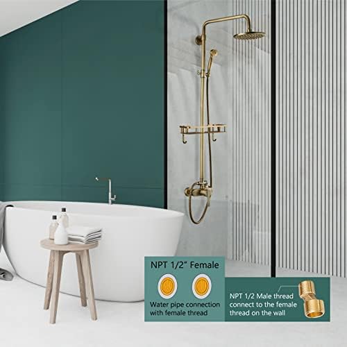 Antique Brass 8 Rainfall Shower Head with Sprayer Handheld Faucet