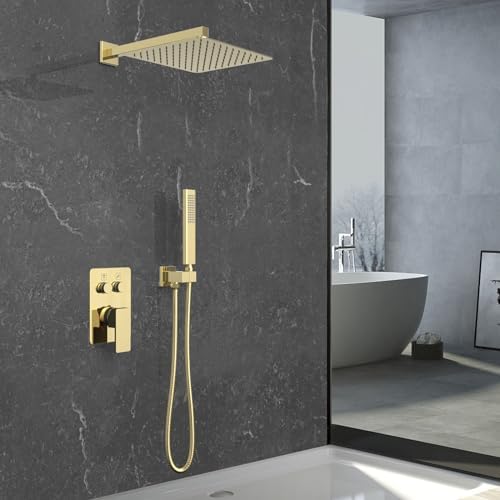Luxury Bathtub Shower System with 12 Rain shower and Champagne Bronze Set