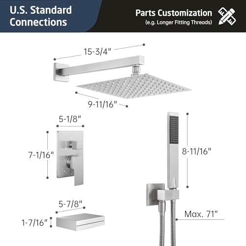 KES Bathtub Faucet Set with Waterfall Spout and Handheld Shower