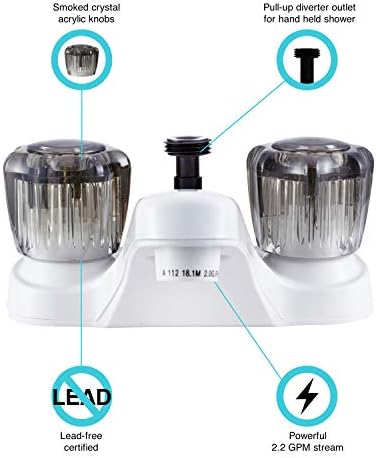 Dura Faucet DF-PL720S-WT RV Dual Knobs Aerated Flow White