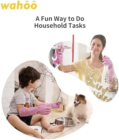 Wahoo Skin-Friendly Cleaning Gloves Reusable Flocked Cotton Gloves Dishwashing Perfect Grip