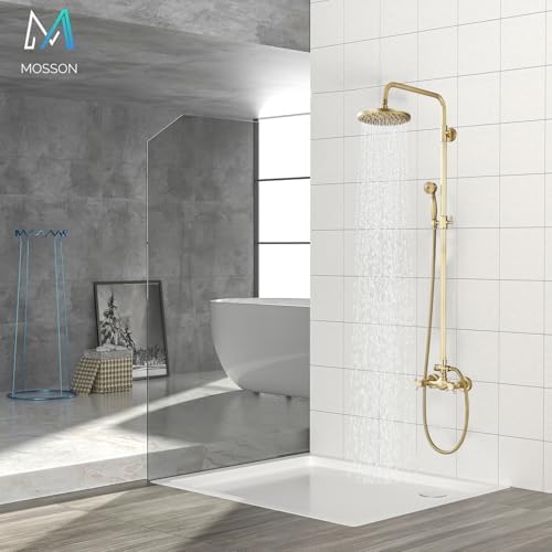 MOSSON Antique Brass Shower System Durable Stylish Outdoor Bathroom Fixtures
