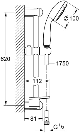 Grohe 28436002 Tempesta Classic 25 GPM 24 4-Spray Shower Rail Set