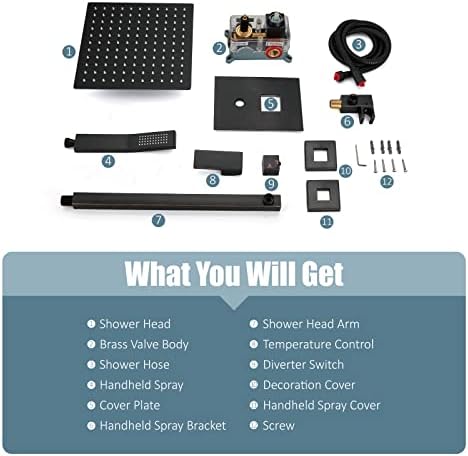 Aolemi Oil-Rubbed Bronze 12-Inch Wall-Mounted Shower System
