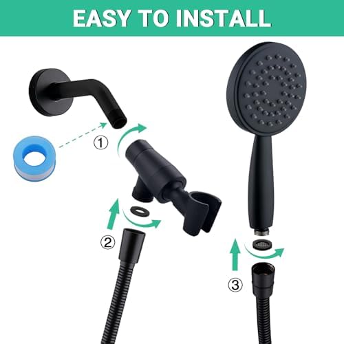 Sleek 70-Inch Handheld Shower Head with Brass Bracket and Long hose