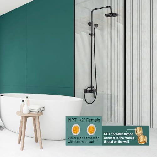 Oil Rubbed Bronze Exposed Pipe Shower System 8-inch Rainfall 151 GPM