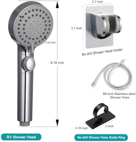RV Shower Head 5-Modes High Pressure Water Saving No Drilling Motorhome