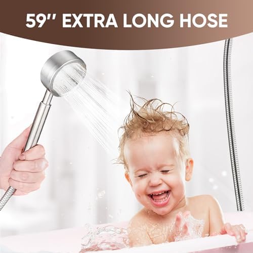 GOXIUHANStainless Steel Handheld Shower Head Set with 59 Hose and Noise Reduction Technology