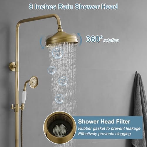BWE Outdoor Showers Triple Function with antique brass finish