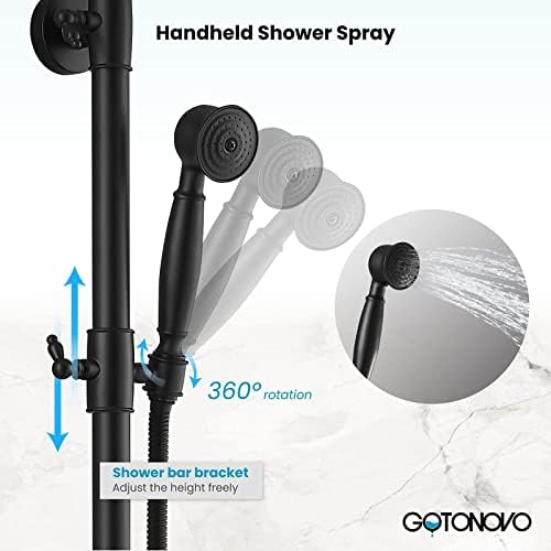 Gotonovo Adjustable Bathroom Faucet Matte Black 8-inch Shower Head
