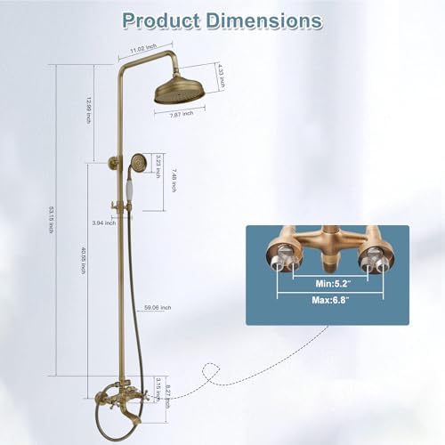BWE Outdoor Showers Triple Function with antique brass finish