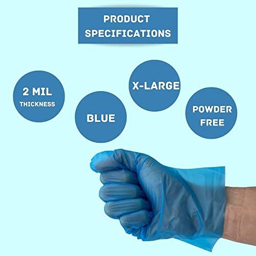 Disposable Food Service Gloves 2000 Pack Blue X-Large 2 Mil Thick