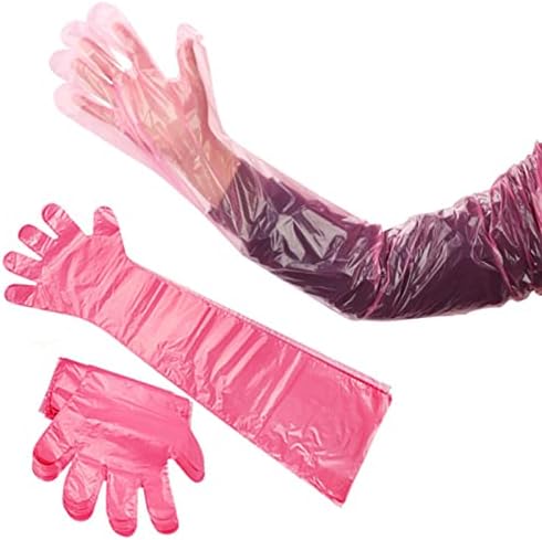 SUERVA 100-Piece Disposable Long Arm Gloves Waterproof PE Material