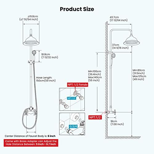 Luxury antique brass rainfall shower head for bathroom - waterproof durable