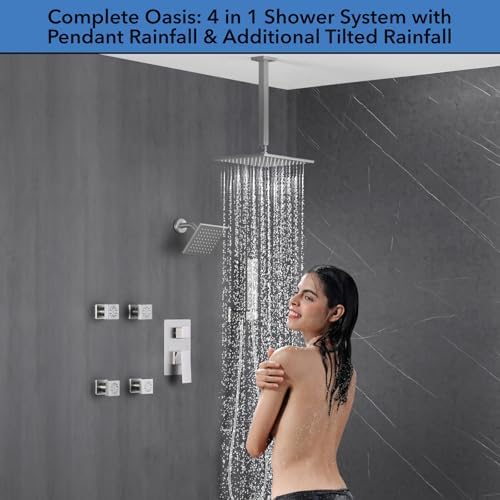 VANFOXLE 4 Modes Shower Faucet Set Brushed Nickel