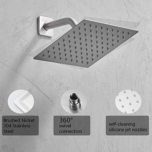 Premium Brushed Nickel Rain Shower Head with Wall-Mounted Design