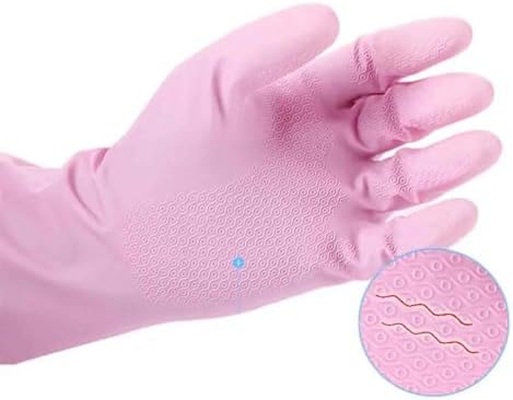KingFinger Reusable Cleaning Gloves 3-Pair Set Blue White Pink