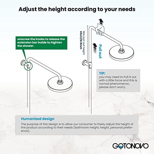GotOnovo Exposed Bathroom Faucet Set 8 inch Rainfall Shower Head with Antique Brass