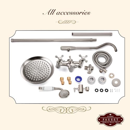 Gotonovo 8-in-1 Luxury Bathtub Shower Faucet with Adjustable Height Brass Finish