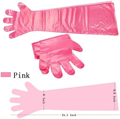 SUERVA 100-Piece Disposable Long Arm Gloves Waterproof PE Material