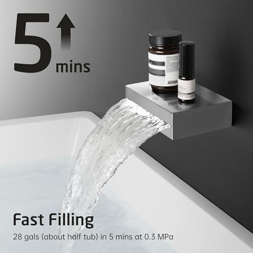 KES Bathtub Faucet Set with Waterfall Spout and Handheld Shower