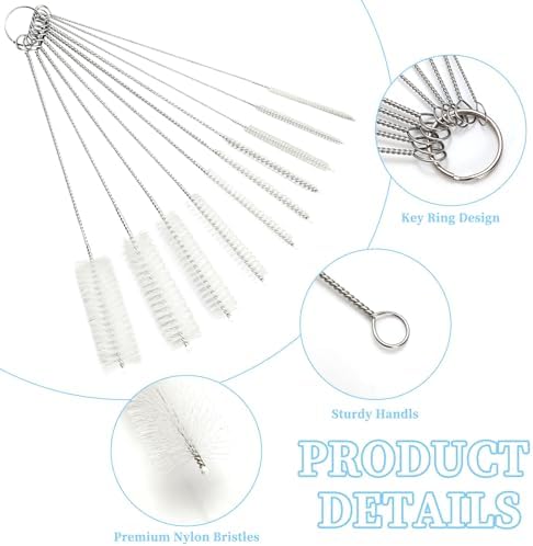 11-Piece Flexible Pine Drain Brush Set Double-Ended Black