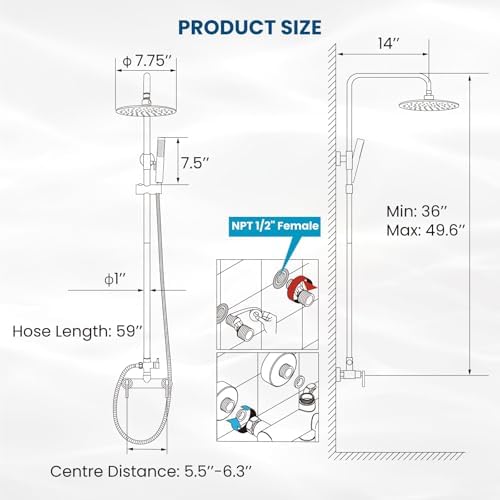 Sturdy Outdoor Shower Combo with Rainfall Handheld Spray