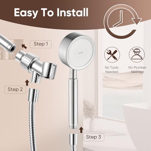 GOXIUHANStainless Steel Handheld Shower Head Set with 59 Hose and Noise Reduction Technology