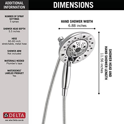 Delta H2Okinetic 5-Spray Shower Head with Magnetic Docking