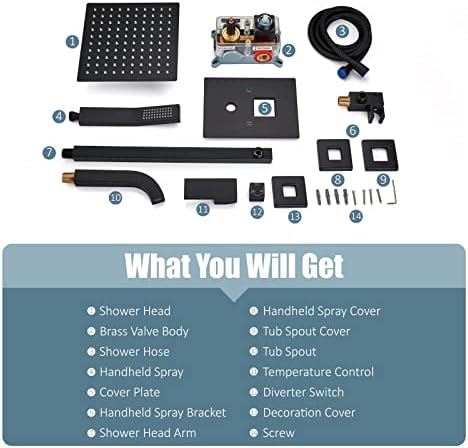 Rainfall Shower System - 3-in-1 Function Matte Black