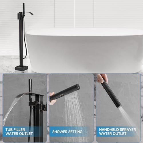 RUMOSE -Freestanding Tub Filler with Handheld Shower for a Relaxing Bath Experience
