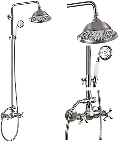 Gotonovo Brushed Nickel 8-inch Rainfall Shower Faucet Set