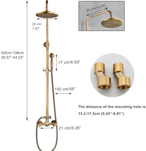 MOSSON Antique Brass Shower System Durable Stylish Outdoor Bathroom Fixtures