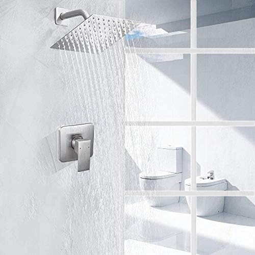 Premium Brushed Nickel Rain Shower Head with Wall-Mounted Design