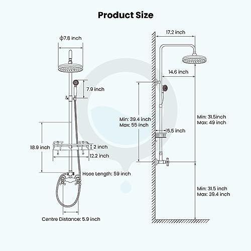 gotonovo Exposed Bathroom Faucet Dual Shower System