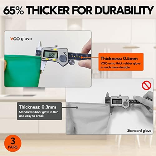 Vgo 3-Pairs Reusable Household Gloves with Long Sleeves