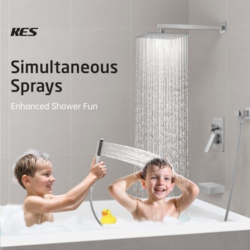 KES Bathtub Faucet Set with Waterfall Spout and Handheld Shower