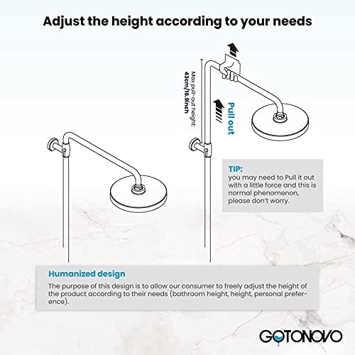 GotOnovo Gold-Runner Exposed Bathroom Faucet Set - 8 Adjustable 2 Function Spray Head