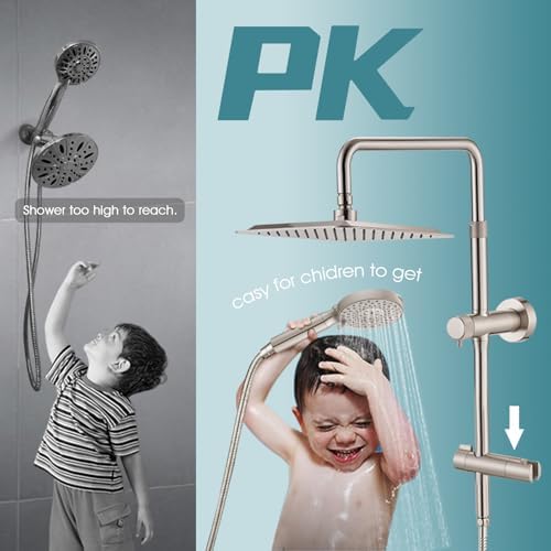 10 Inch High Pressure Rainfall Shower Head with Handheld Combo - Brushed Nickel