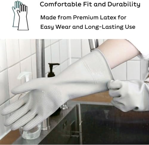 Premium Reusable Gloves for Cleaning and Housework with 100 Natural Latex