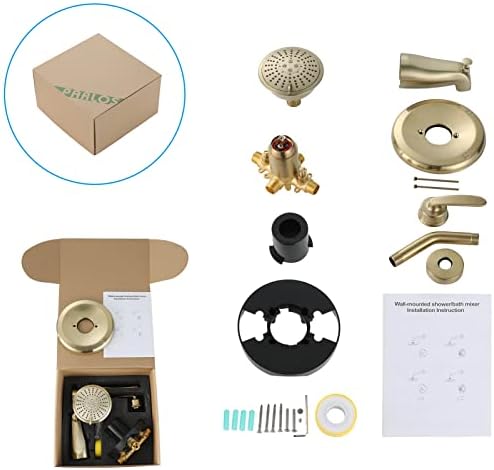 Parlos Shower System Brushed Gold Faucet Set with Tub Spout